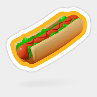 3D Hot Dog Sticker